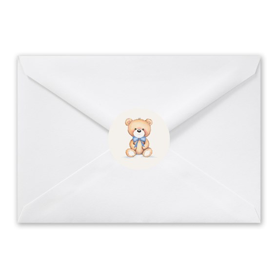 white envelope with teddy bear seal