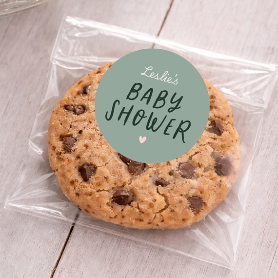 cookie with baby shower sticker and customizable text area