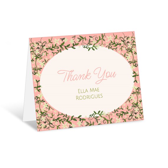 thank you card with floral design and photo area