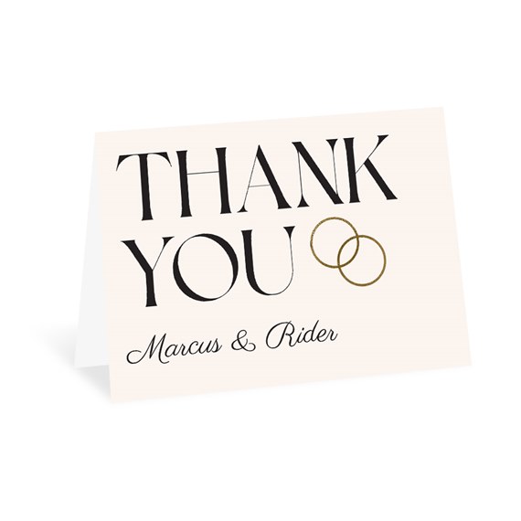 thank you card with text and ring motif