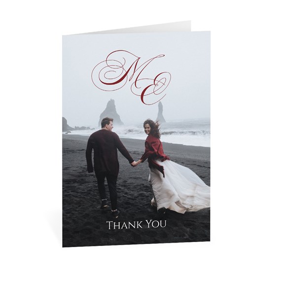 thank you card with photo placeholder and initials MC