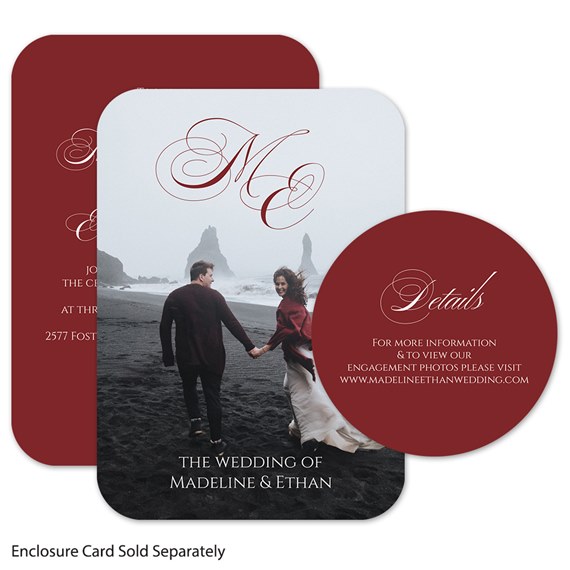 wedding invitation with photo placeholder and detail card