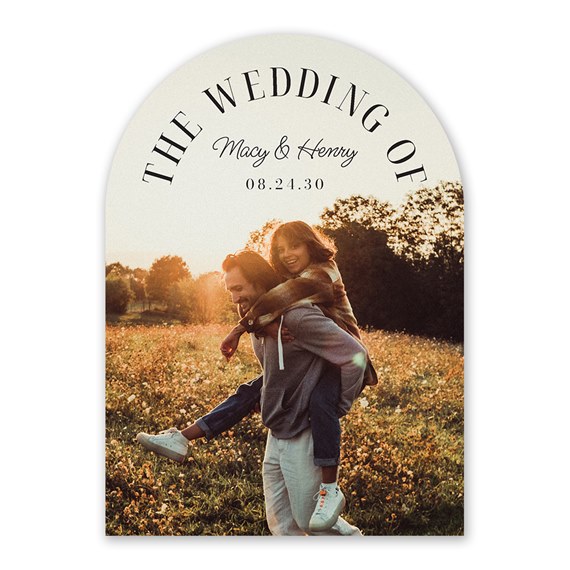 arched wedding invitation with photo placeholder