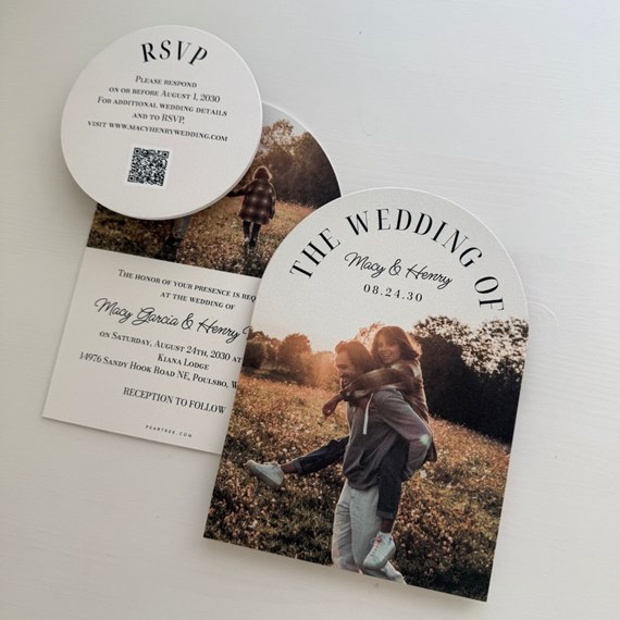 wedding invitation set with photo placeholder and RSVP card