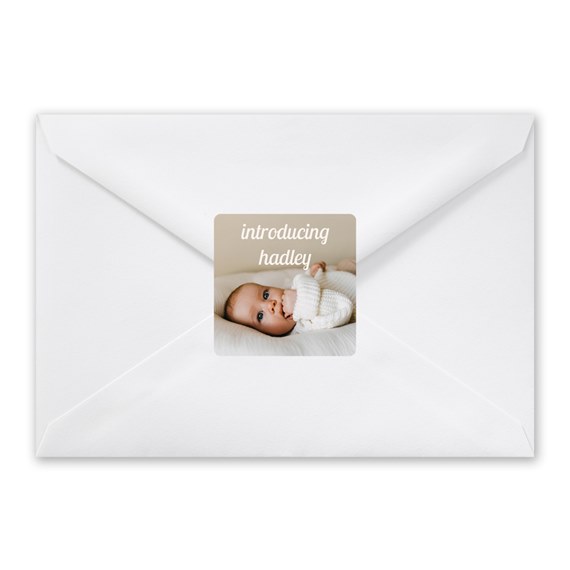 photo placeholder on envelope with text area