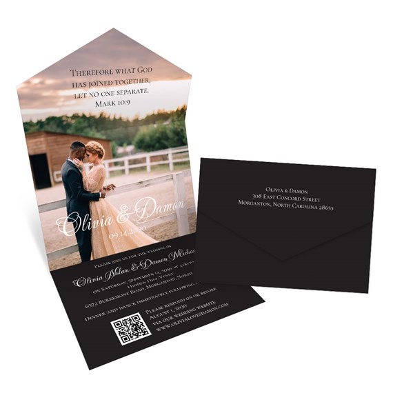 seal and send invitation with photo area and black envelope