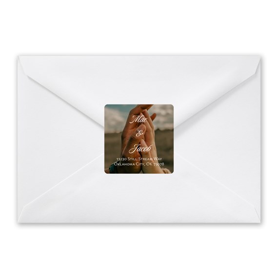 address label with photo placeholder on white envelope