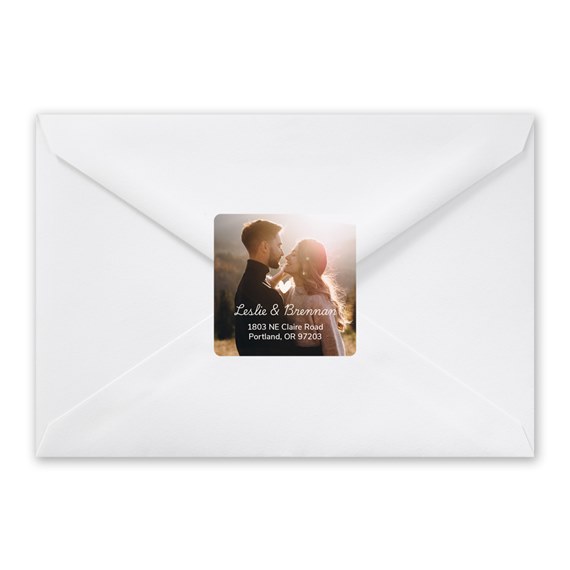 photo placeholder on a white envelope with address label