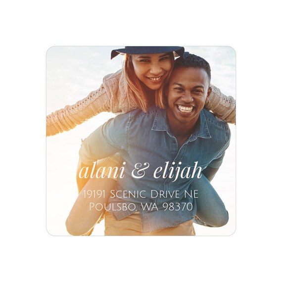 address label with photo placeholder and customizable text area