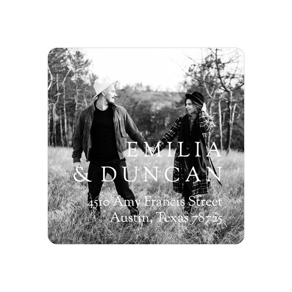 address label with photo placeholder