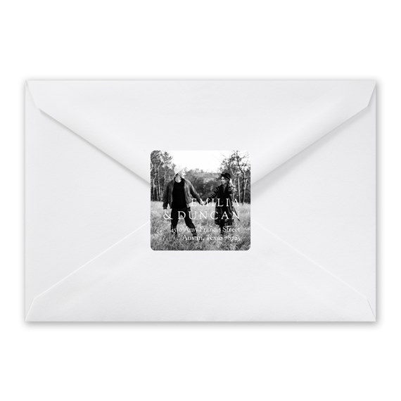 address label with photo area on white envelope