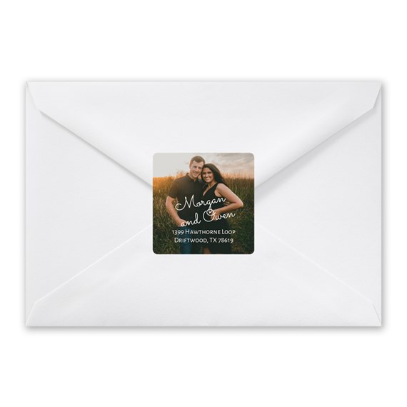 address label with photo placeholder
