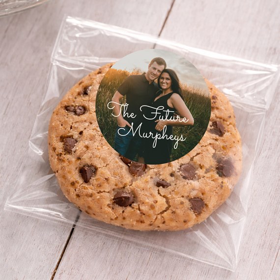 cookie with round sticker and photo placeholder