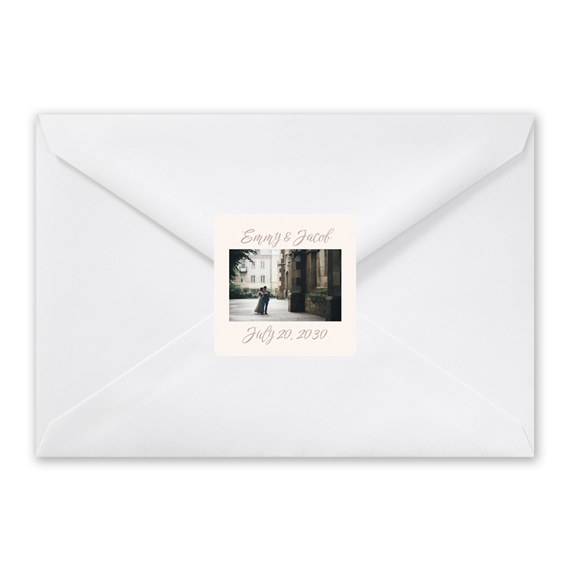 white envelope with photo placeholder sticker