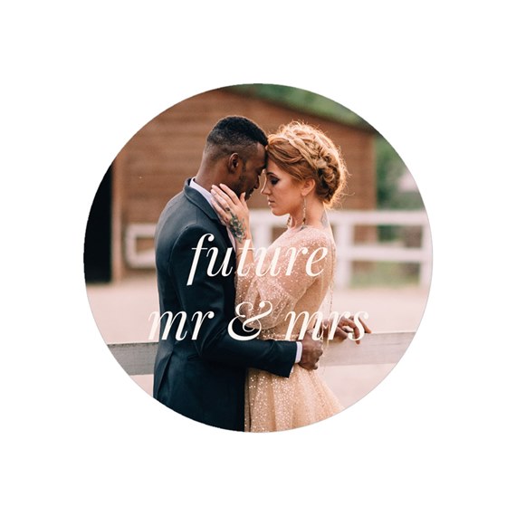 circular sticker with romantic couple and text placeholder