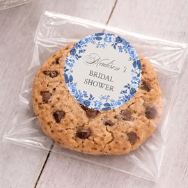 Vintage Blue Floral - Bridal Shower Sticker