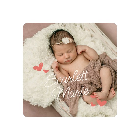 envelope seal with customizable text area and heart accents