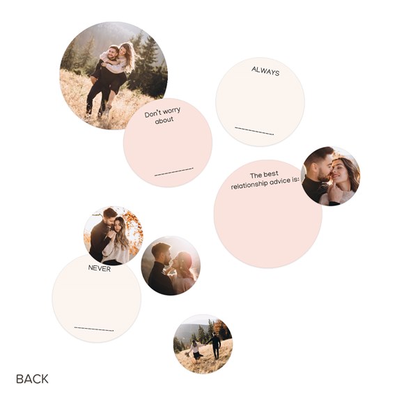 various circular sections for text and photo placeholders