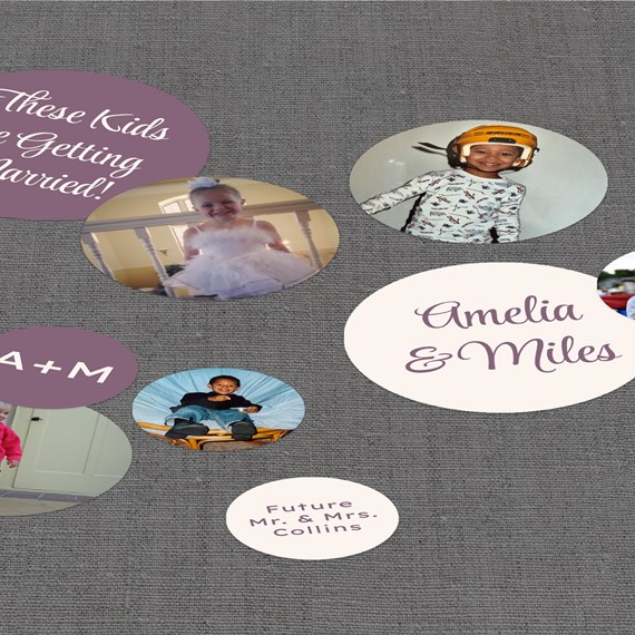 photo placeholders with decorative text