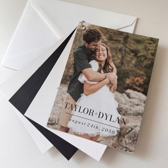 wedding invitation with photo area, customizable text area