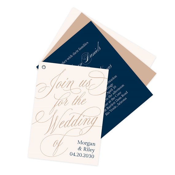 wedding invitation with photo area and layered design