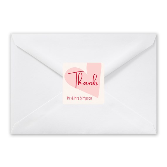 envelope with thanks seal and customizable text area