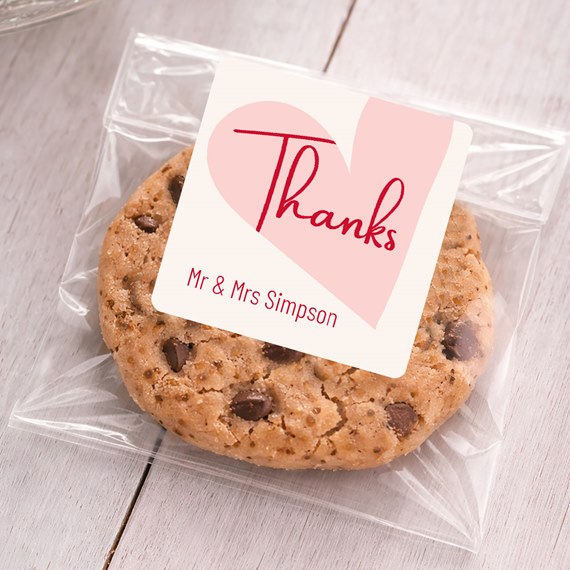 sticker with heart and thanks text