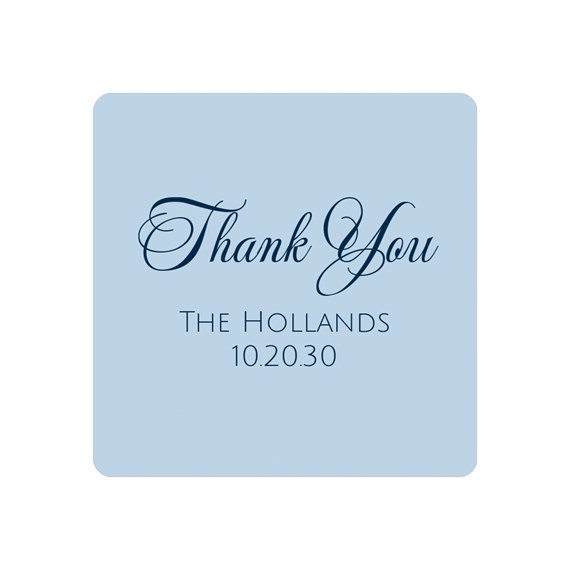 light blue thank you sticker with elegant text