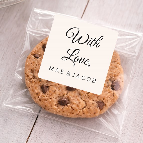 cookie in a clear bag with a label