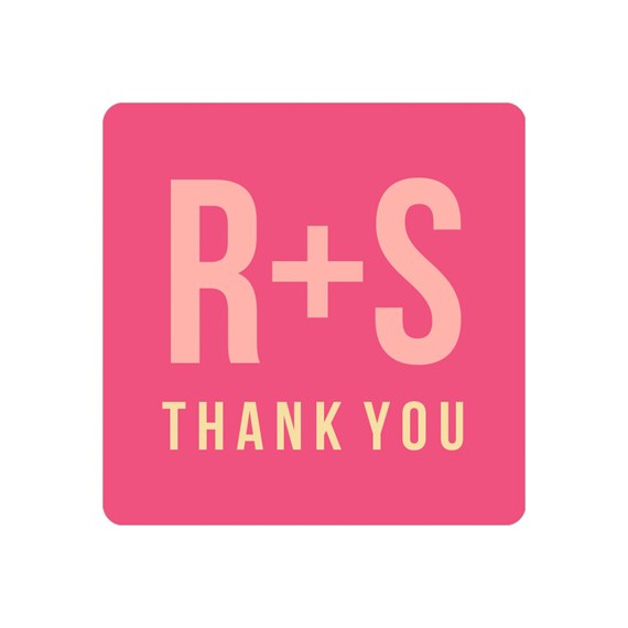 bright pink square sticker with text