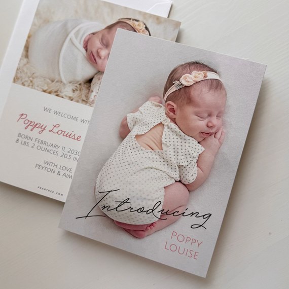 birth announcement card with photo area