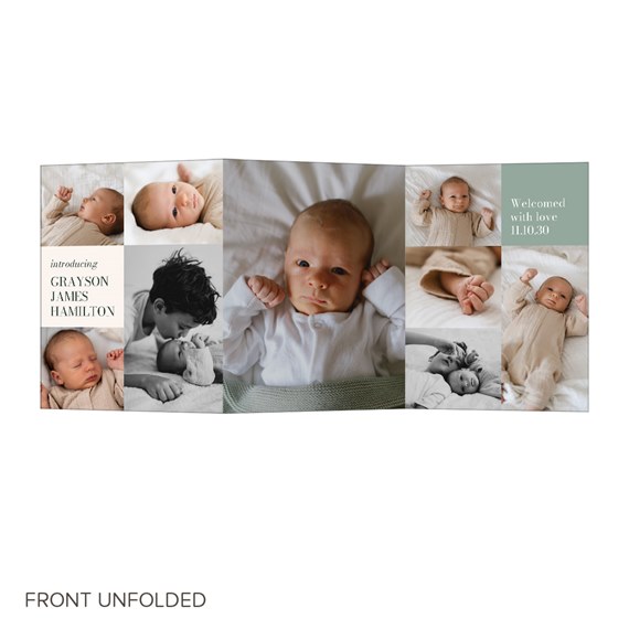 collage birth announcement with photo placeholders