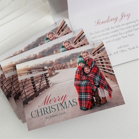Christmas card with photo placeholder and text