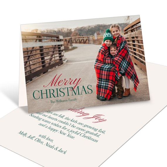 Christmas card with photo placeholder, plaid design