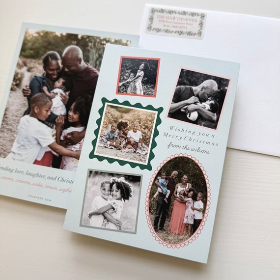 Christmas card with photo placeholders and text
