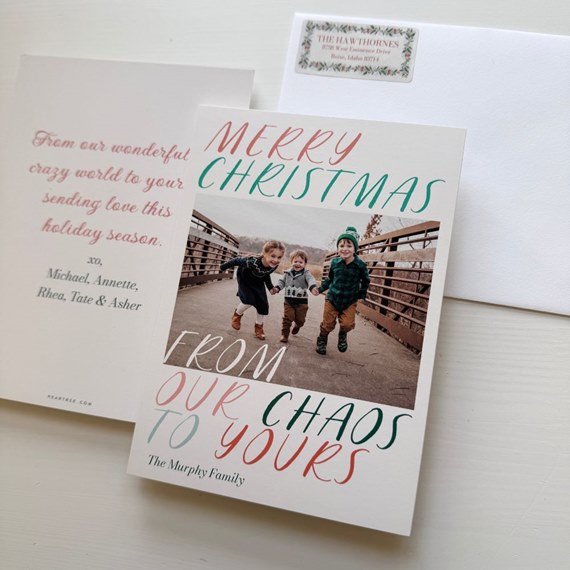 Christmas card with photo placeholder and festive text
