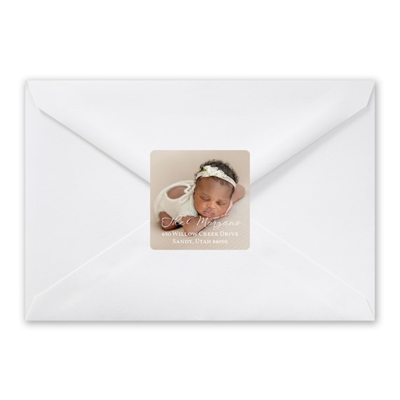 envelope with customizable text area and photo placeholder