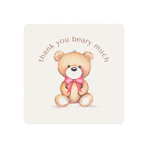 teddy bear illustration with thank you text
