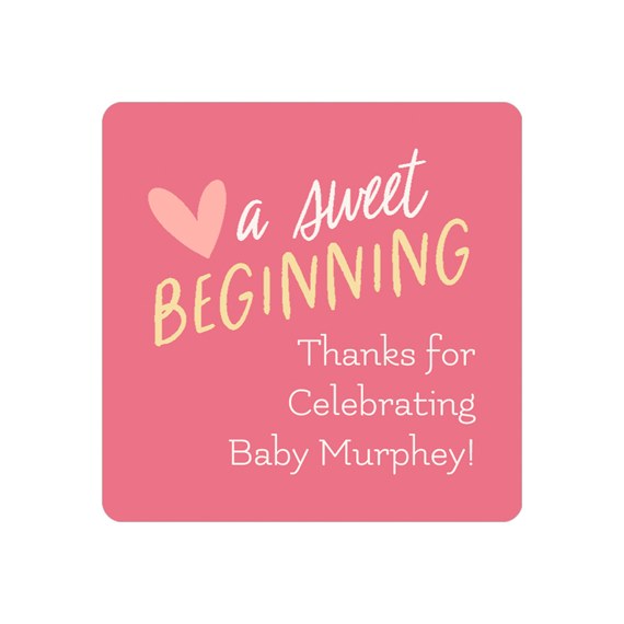 pink sticker with text and heart graphic