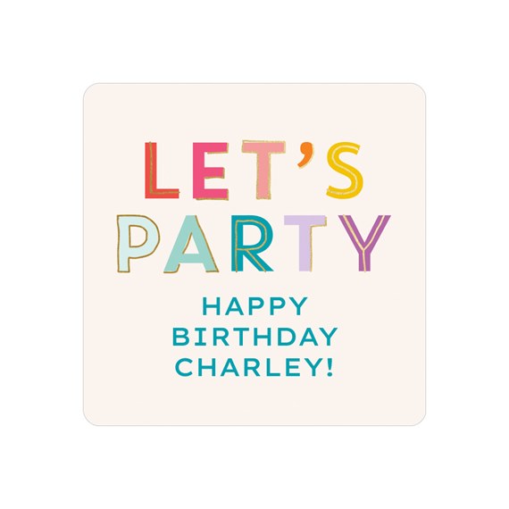 colorful envelope seal with party text