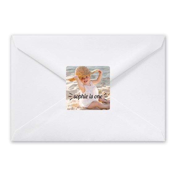 envelope with photo placeholder and text area