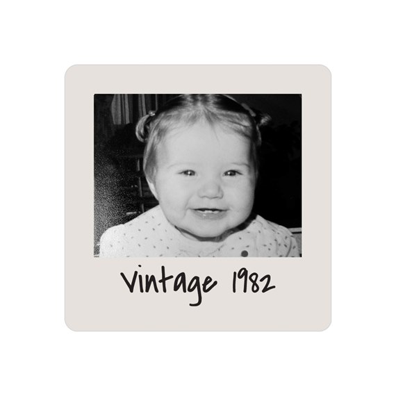 photo placeholder, vintage birthday sticker