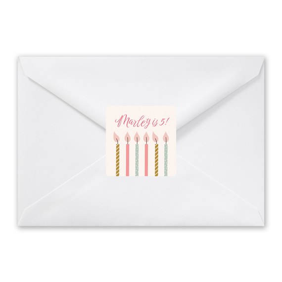 envelope with candle seal and customizable text area