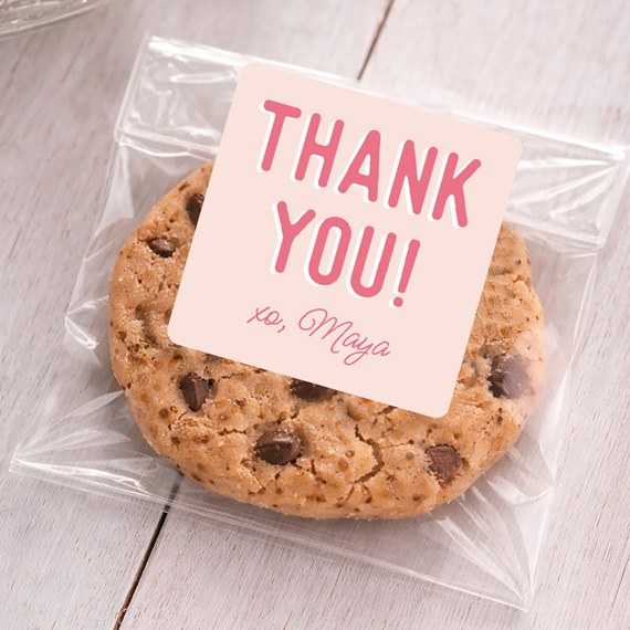 cookie with thank you sticker