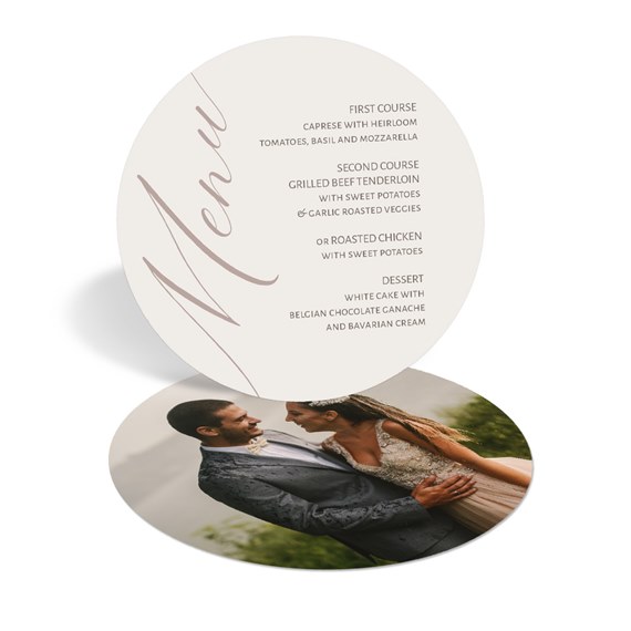 round menu card with photo area