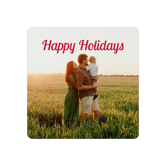 photo placeholder with text 'Happy Holidays'
