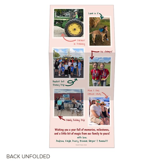 collage card with photo placeholders and text area