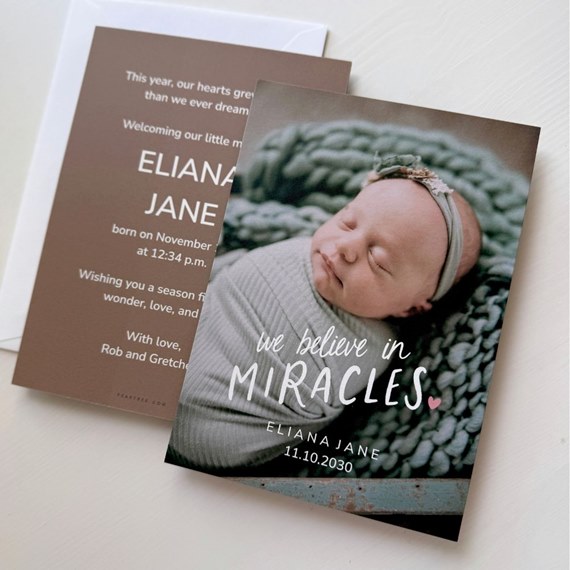 birth announcement card with photo placeholder