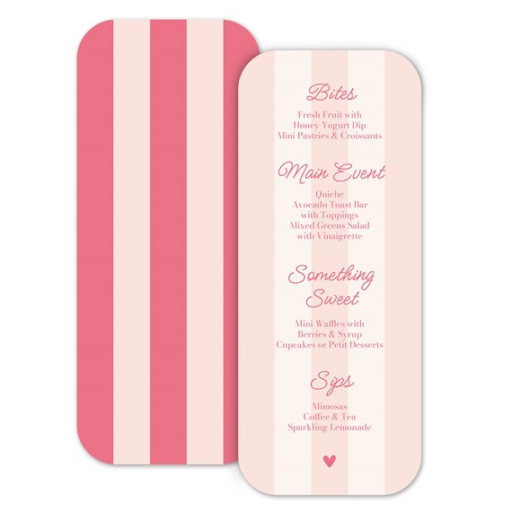 menu card with striped design and rounded corners, text placeholders