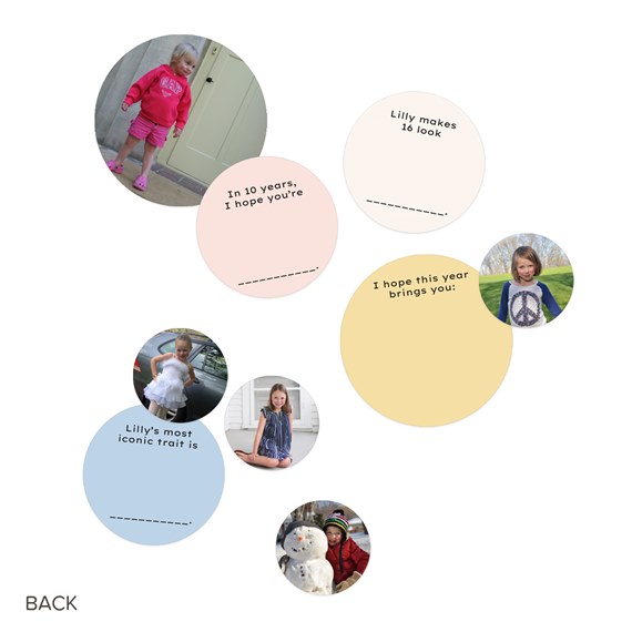 circular photo placeholders with text areas on white background